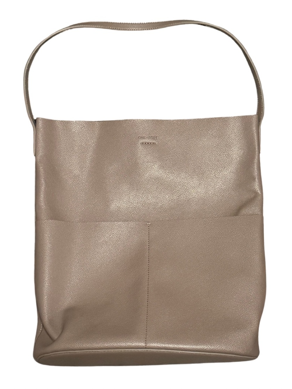OAK + FORT Pebbled Leather Tote Book Bag in Taupe